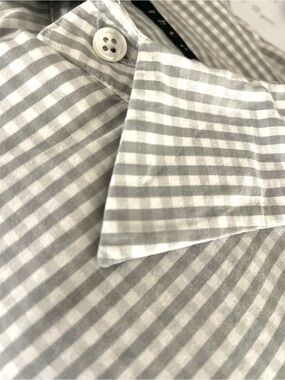 Theory men’s dress shirt grey and white gingham.